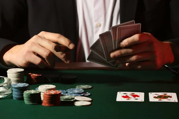 Male Player Table Casino Closeup — Stock Photo, Image