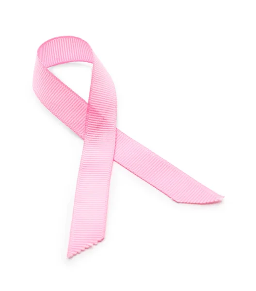 Ροζ Κορδέλα Λευκό Φόντο Έννοια Ευαισθητοποίησης Του Καρκίνου Του Μαστού — Φωτογραφία Αρχείου