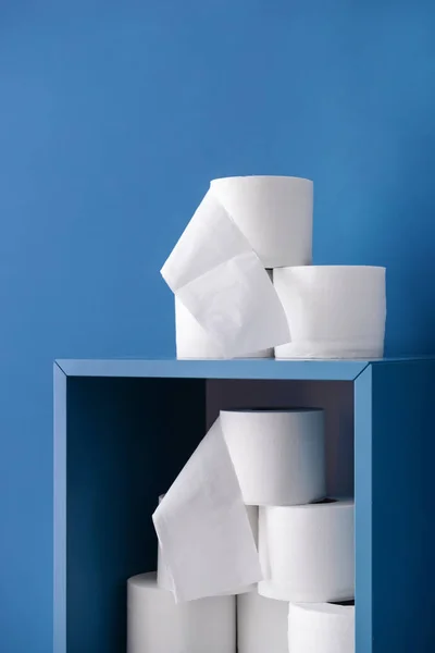 Rolls Toilet Paper Stand Color Background — Stock Photo, Image