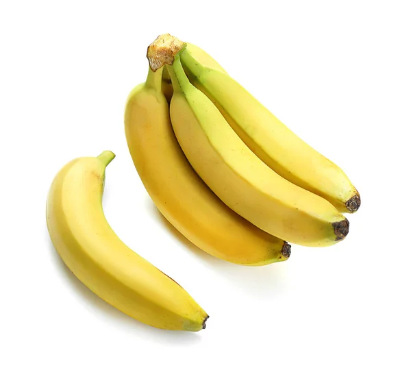 成熟甜香蕉在白色背景 — 图库照片