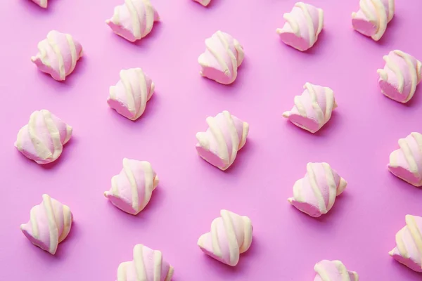 Many Tasty Marshmallows Color Background — Stock Photo, Image