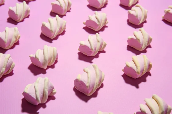 Many Tasty Marshmallows Color Background — Stock Photo, Image