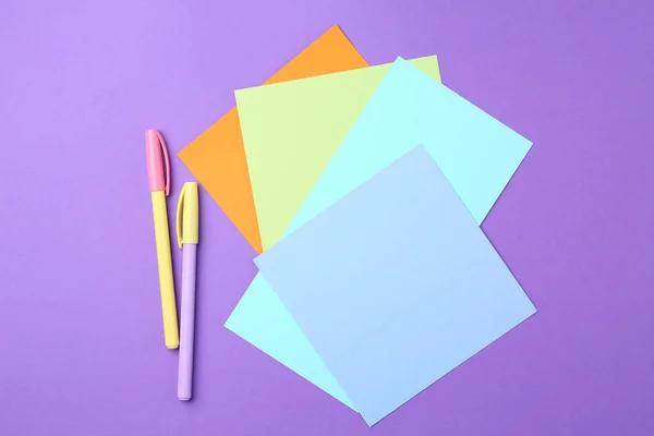 Papieren Stickers Vilt Pennen Kleur Achtergrond — Stockfoto