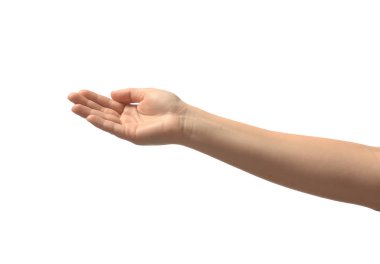 Beyaz arkaplanda kadın eli