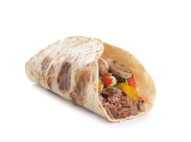 Beyaz arka planda lezzetli taco.