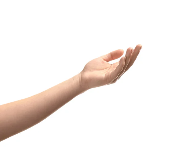 Weibliche Hand Auf Weißem Hintergrund — Stockfoto