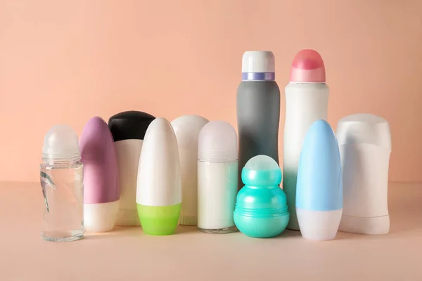 Different Deodorants Color Background — Stock Photo, Image