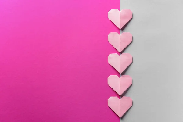Origami Hjärtan Färg Bakgrund — Stockfoto
