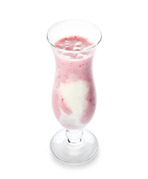 Glas Välsmakande Milkshake Vit Bakgrund — Stockfoto