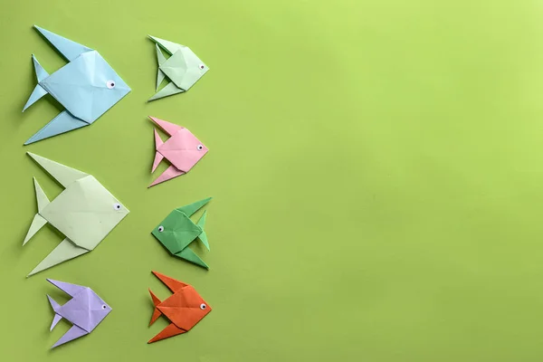 Origami Fisk Färgbakgrund — Stockfoto