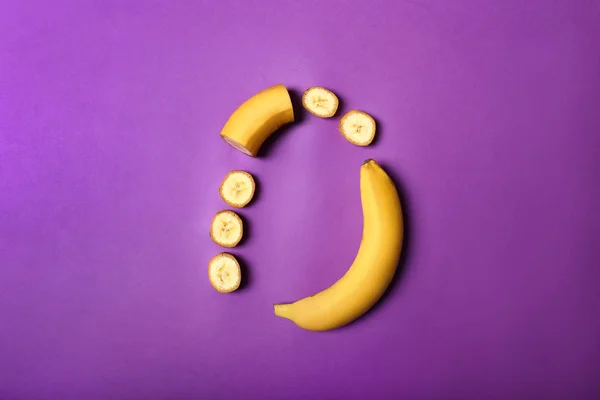 Tasty Cut Banana Color Background — Stock Photo, Image