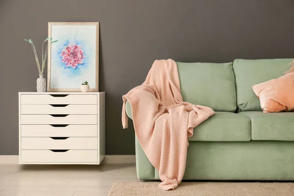 Stylish Interior Living Room Comfortable Sofa — Stock Photo, Image