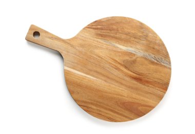 Beyaz arka plan üzerinde ahşap mutfak kurulu