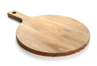 Beyaz arka plan üzerinde ahşap mutfak kurulu