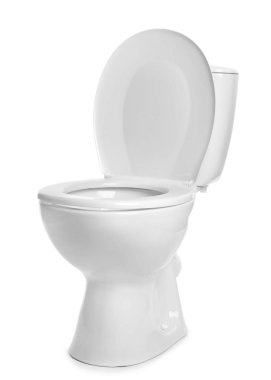 Beyaz arka plan üzerinde temiz tuvalet kase