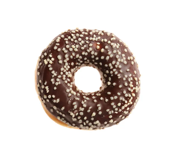 Doce Saboroso Donut Fundo Branco — Fotografia de Stock