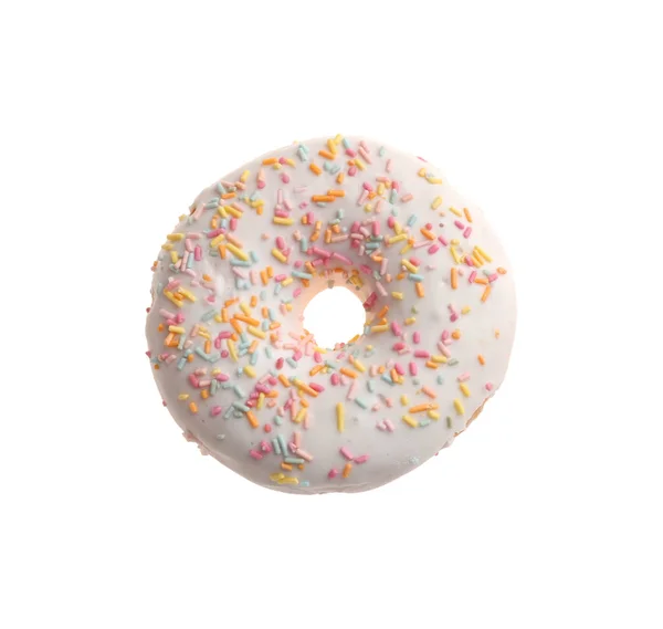 Doux Donut Savoureux Sur Fond Blanc — Photo