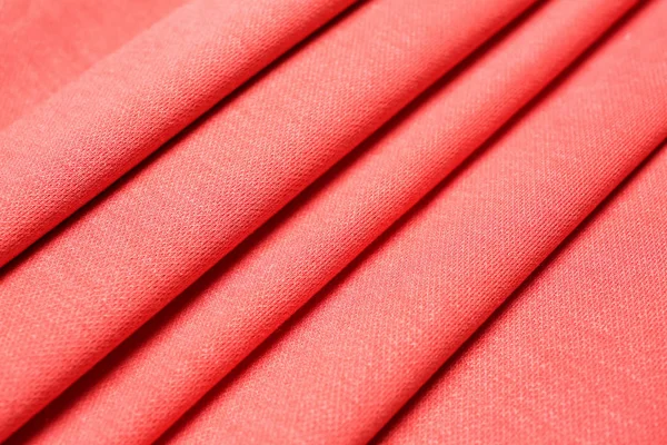 Coral Fabric Folds Closeup — Stock Photo, Image