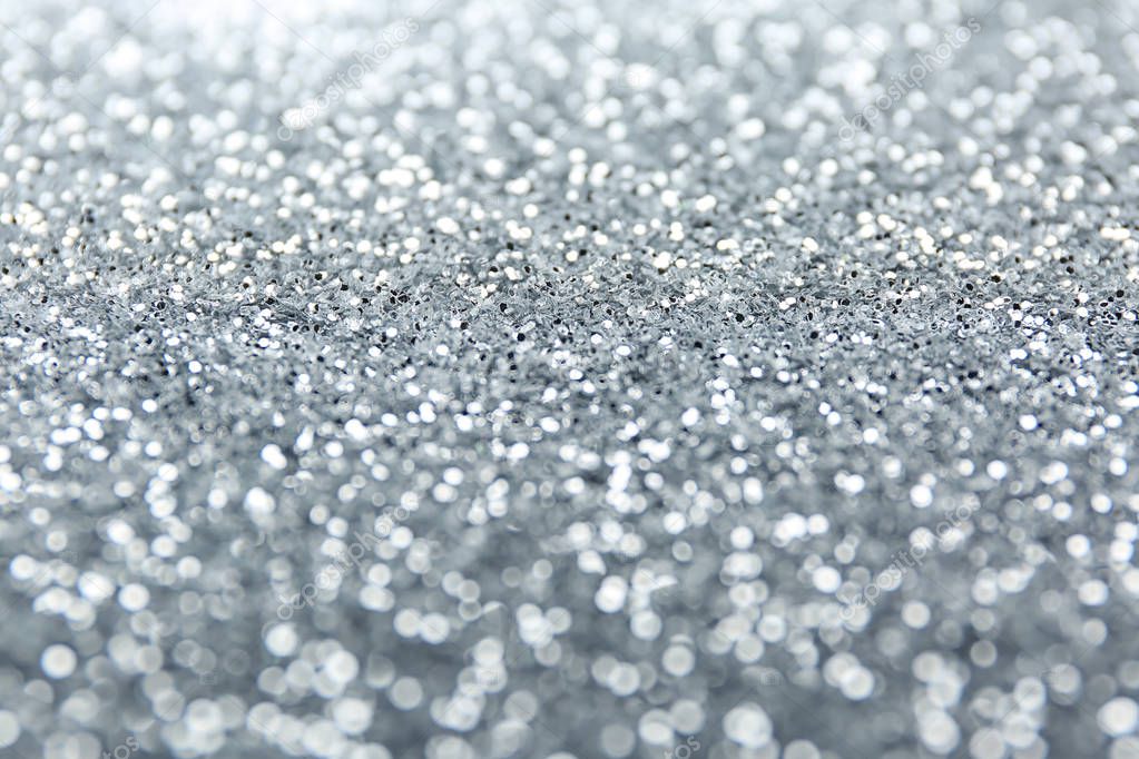 Closeup view of silver glitters