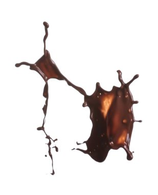 Beyaz arka planda sıcak çikolata lekesi