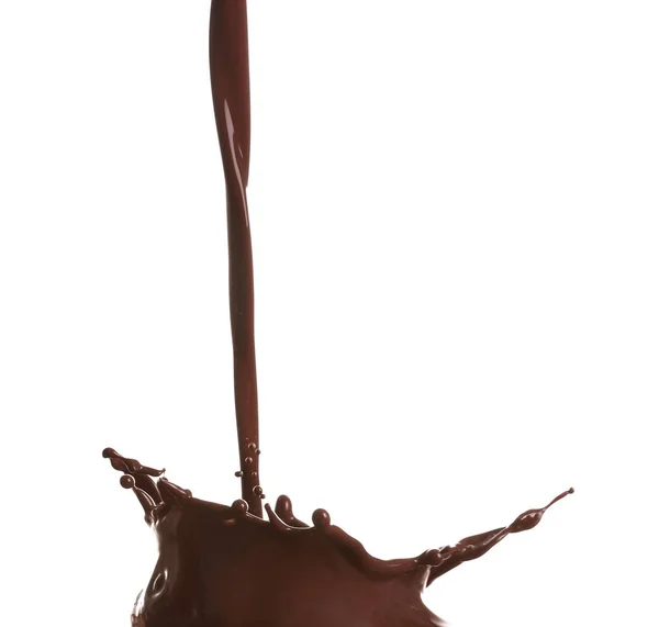白底热巧克力飞溅 — 图库照片