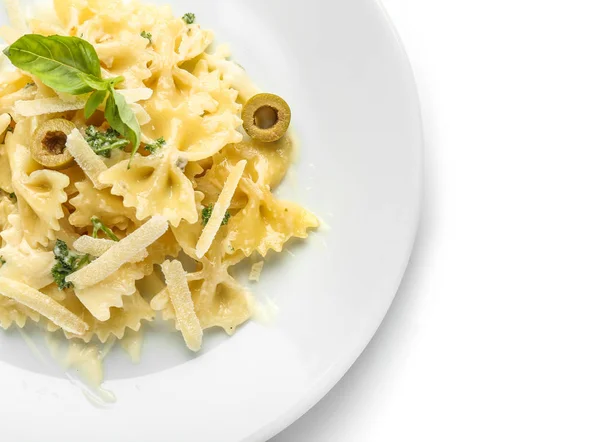 Plate Delicious Pasta White Background — Stock Photo, Image