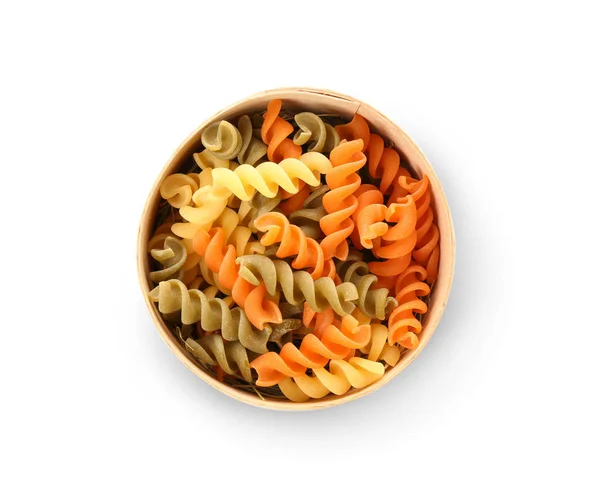 Uncooked Fusilli Pasta White Background — Stock Photo, Image