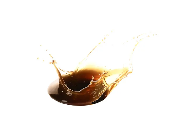 白底咖啡的水花 — 图库照片