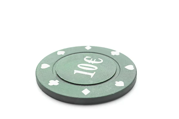 Τσιπ Τυχερών Παιχνιδιών Για Καζίνο Λευκό Φόντο — Φωτογραφία Αρχείου