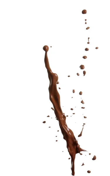 Stänk Varm Choklad Vit Bakgrund — Stockfoto