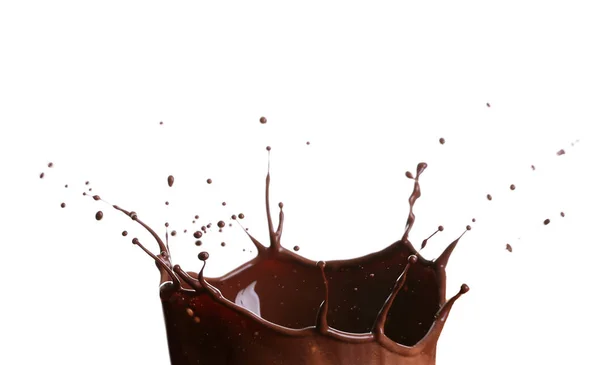 Salpicadura Chocolate Caliente Sobre Fondo Blanco — Foto de Stock