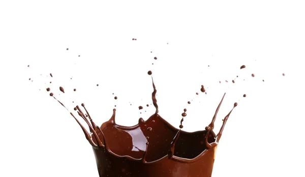 Éclaboussure Chocolat Chaud Sur Fond Blanc — Photo