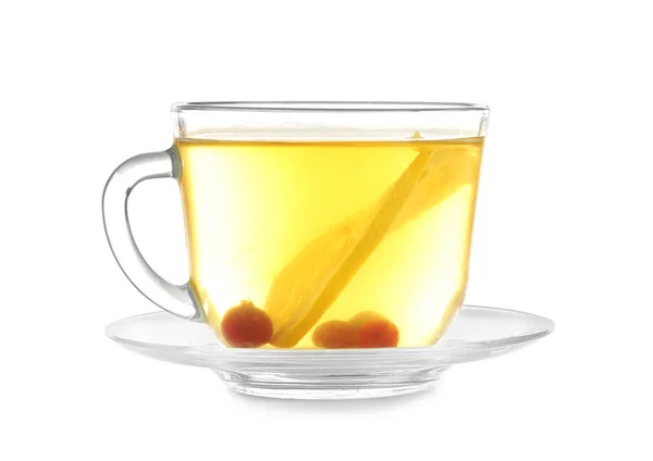 Cup Hot Tea White Background — Stock Photo, Image