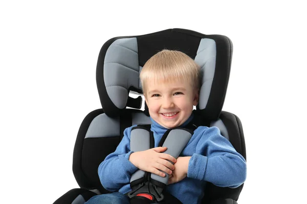 Baby Boy Buckled Car Seat White Background — Stock Photo, Image