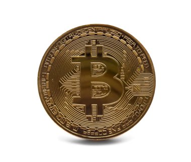 Beyaz zemin üzerine altın bitcoin