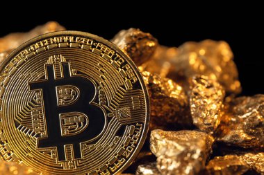 Bitcoin ve altın nuggets, portre