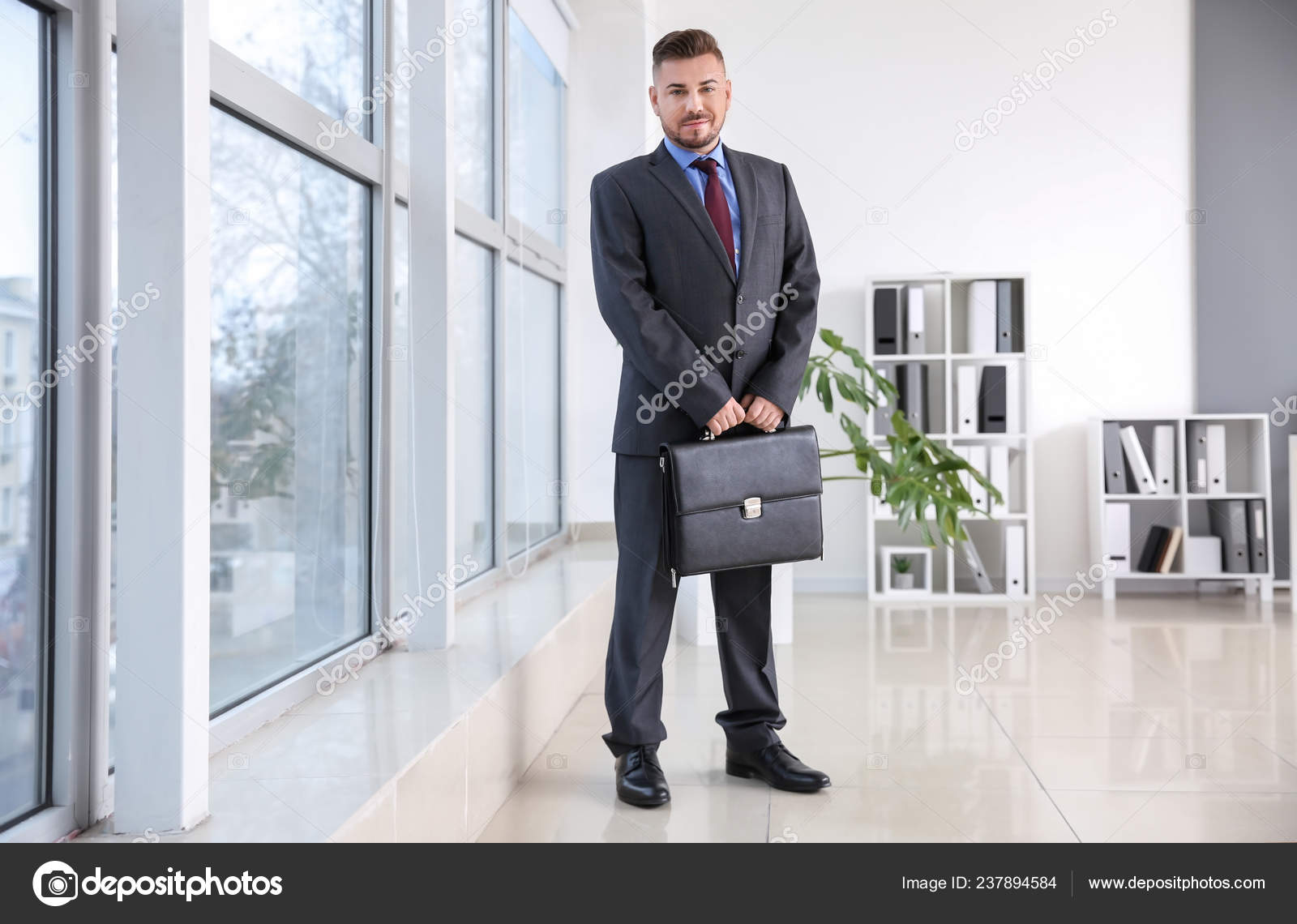Handsome Male Lawyer Briefcase Office Stock Photo by serezniy