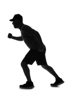 Beyaz arka plan üzerinde erkek koşucu silüeti