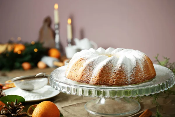 Delicious Christmas Cake Glass Stand — Stock Photo, Image