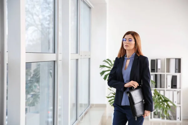 Portrait Beautiful Female Lawyer Briefcase Office — Stock Photo, Image