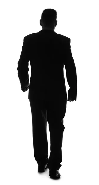 Silhouette Businessman White Background Back View — Zdjęcie stockowe