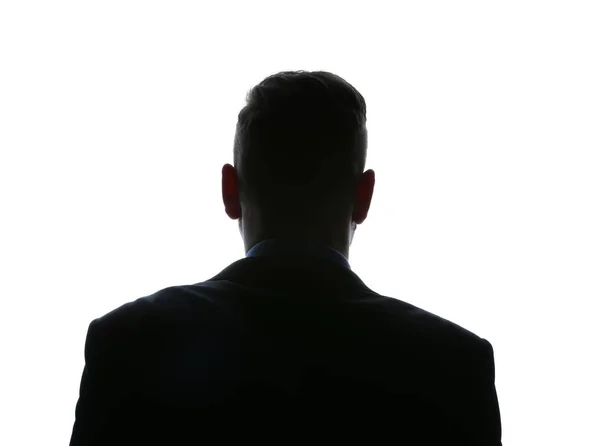 Silhouette Businessman White Background Back View — Stock Photo, Image