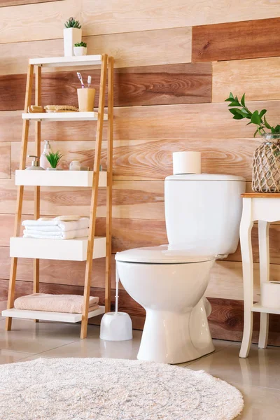 Modern Interiör Toaletten Med Keramiska Toalettstolen — Stockfoto