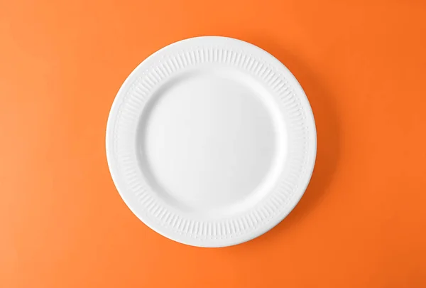 Empty Ceramic Plate Color Background — Stock Photo, Image