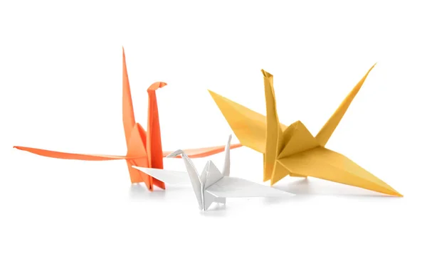 Origami Cranes White Background — Stock Photo, Image