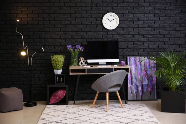 Beautiful Interior Modern Room Comfortable Workplace — Stock Photo, Image