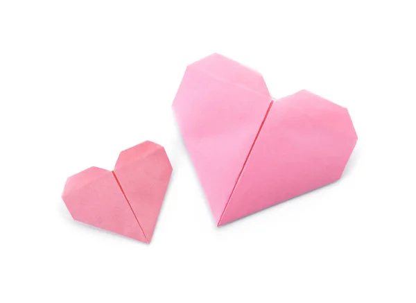 Origami Herzen Auf Weißem Hintergrund — Stockfoto
