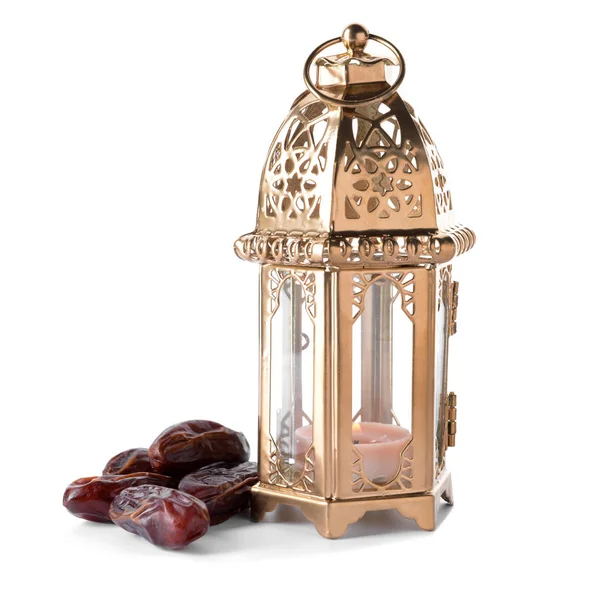 Muslim Lamp Ramadan Symbol Dates White Background — Stock Photo, Image