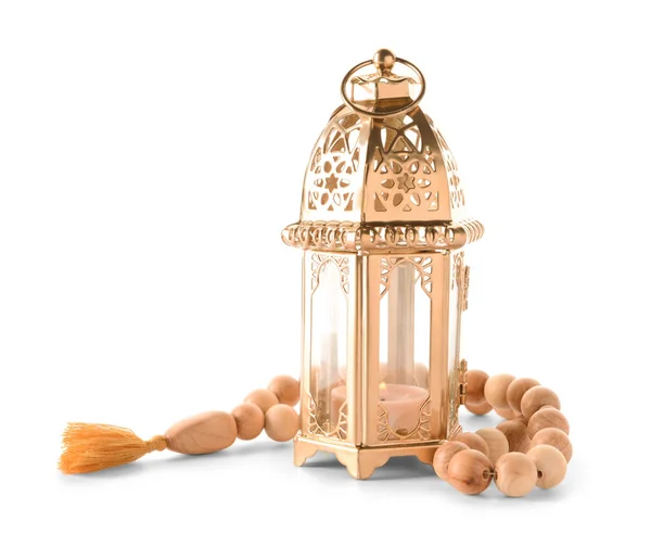 Мусульманская Лампа Символ Рамадана Тасби Белом Фоне — стоковое фото