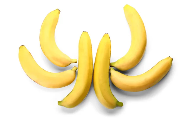 Composition Ripe Bananas White Background — Stock Photo, Image
